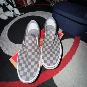 Vans Gray Checkered Slip-On Shoes